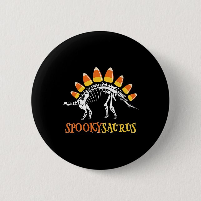 Fun Spookysaurus Candy Corn Dinosaur Halloween Tod Button (Vorderseite)