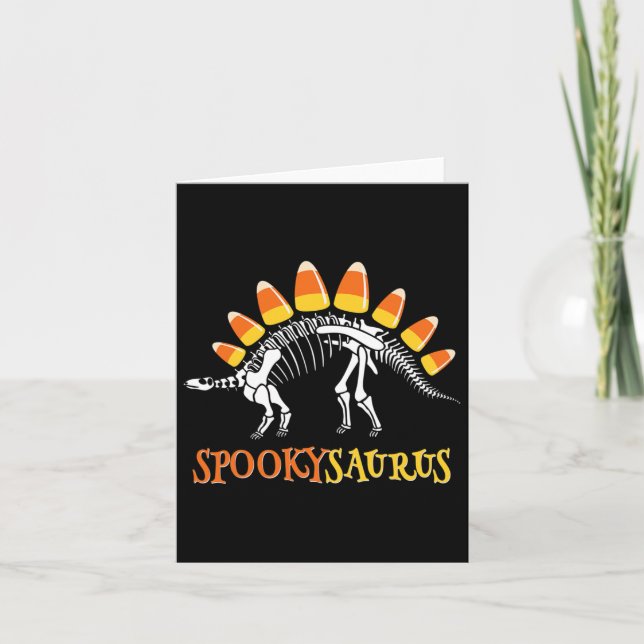 Fun Spookysaurus Candy Corn Dinosaur Halloween Tod Karte (Vorderseite)