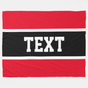 Fun Sporty Athletic Bright Red White Black Stripes Fleecedecke