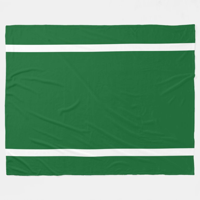 Fun Sporty Bold Green Athletic White Edge Stripes Fleecedecke (Vorderseite (Horizontal))