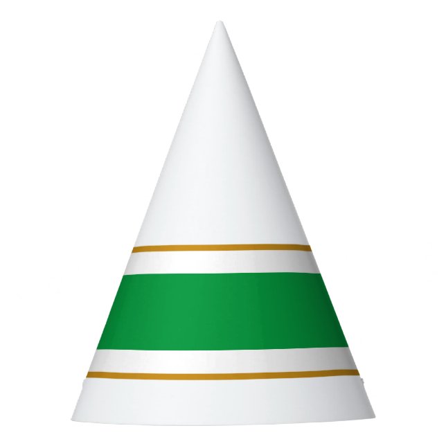 Fun Sporty Bright Green White Brown Racing Streife Partyhütchen (Vorderseite)