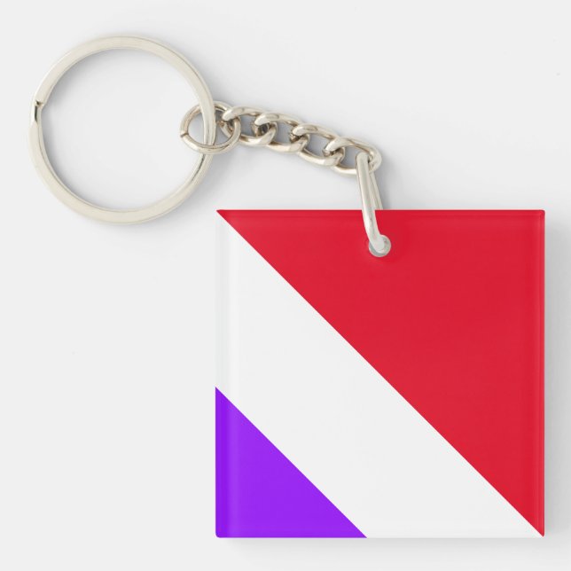 Fun Sporty Bright Lila Red White Slant Streifen Schlüsselanhänger (Vorderseite)
