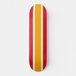 Fun Sporty Bright Red Bold Gelb Racing Streifen Skateboard