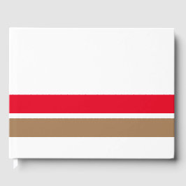 Fun Sporty Bright Red Mocha Brown Streifen auf Wei Gästebuch