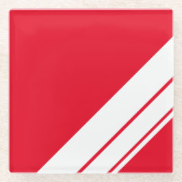 Fun Sporty Bright Red White Corner Racing Streifen Glasuntersetzer