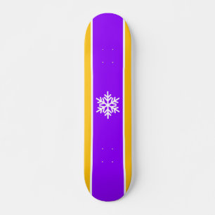 Fun Sporty Lila Orange White Stripes Snowflake Skateboard