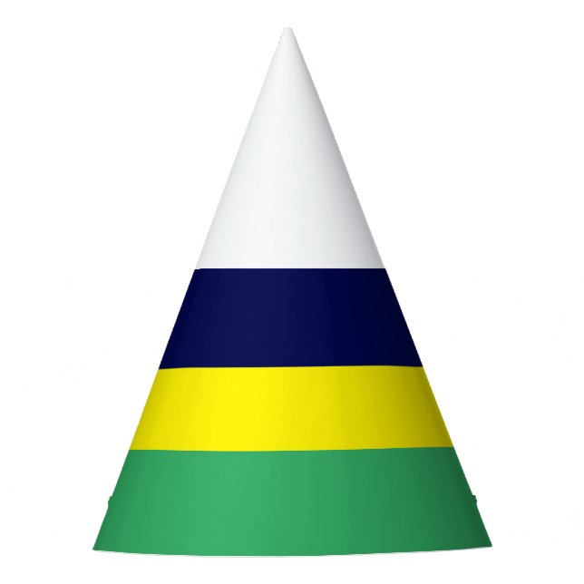 Fun Sporty Navy Blau Gelbe grüne Streifen Partyhütchen (Vorderseite)