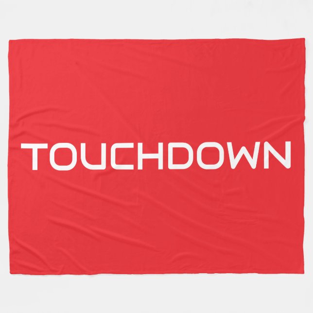Fun Sporty TOUCHDOWN Modern Text On Bright Red Fleecedecke (Vorderseite (Horizontal))