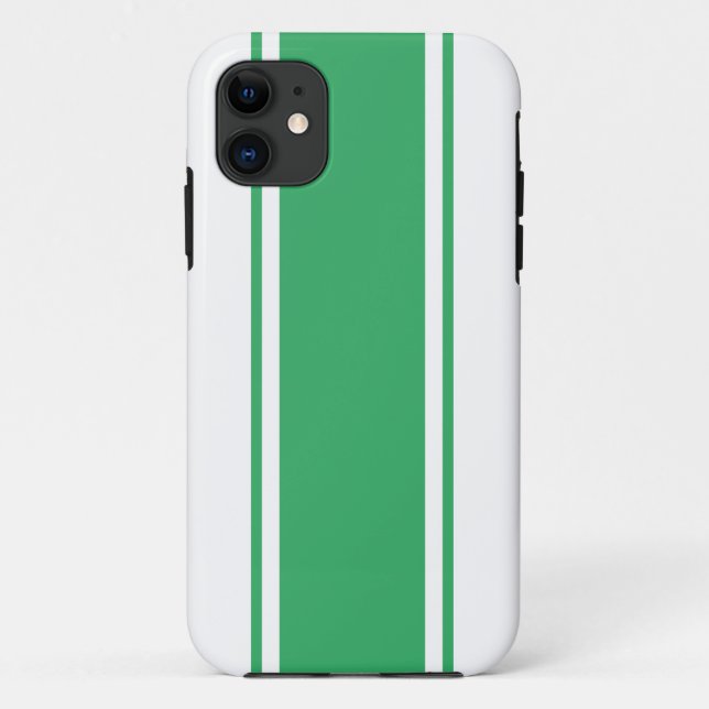 Fun Sporty Wide Sea Green White Racing Streifen Case-Mate iPhone Hülle (Rückseite)