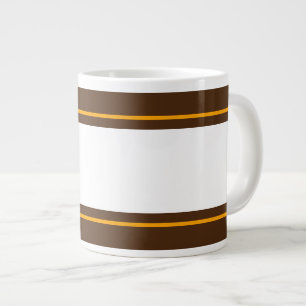 Fun Sporty Wide White Orange Brown Racing Streifen Jumbo-Tasse
