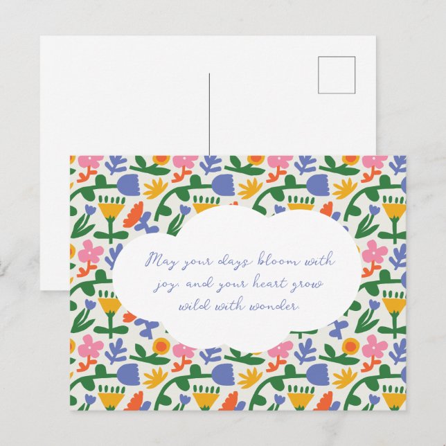 Fun Spring Floral Muster Feiertagspostkarte (Vorne/Hinten)