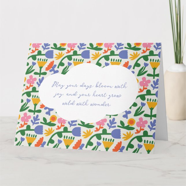 Fun Spring Floral Muster Karte (Vorderseite)