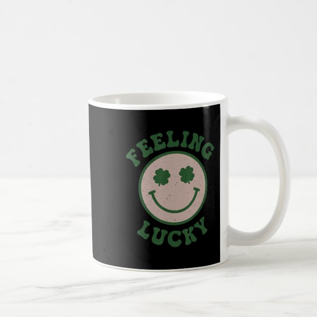 Fun St Patrick Day Gefühl Lucky Smile Face Meme Kaffeetasse (Rechts)