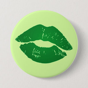 Fun St. Patrick's Day Irish Kiss Green Lips Button