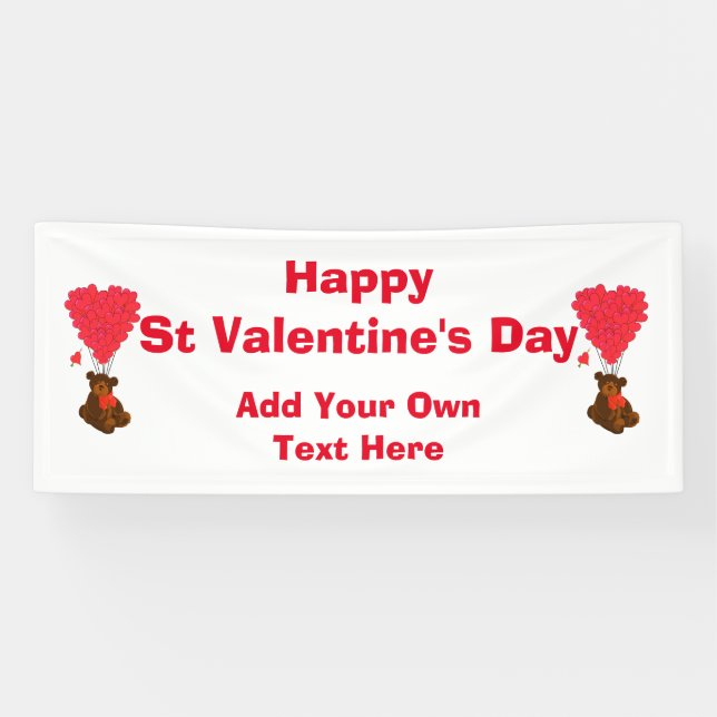 Fun St Valentinstag mit Teddybär Banner (Horizontal)
