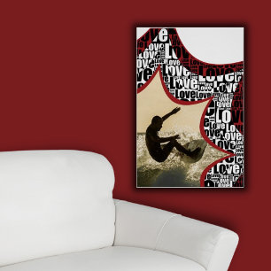 Fun Star Burst Black & White Liebe Aktivität Poster