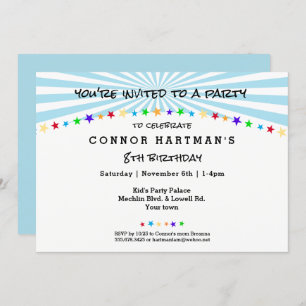 Fun Star Sun Rays Kinder jeden Geburtstag Einladun Einladung