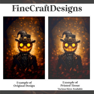 Fun Steampunk Halloween Pumpkin Man F1L Decoupage Seidenpapier