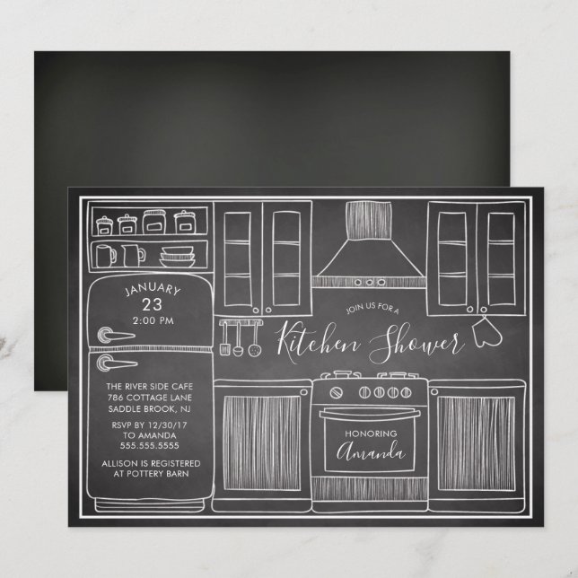 Fun Stock die Küchendusche Einladungen (Vorne/Hinten)