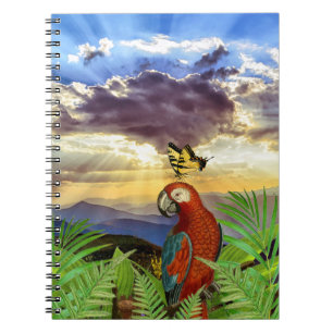 Fun Stormy Sky Parrot und Butterfly Notizblock