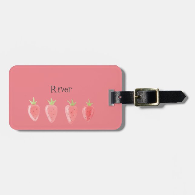 Fun Strawberry Girl's Luggage Tag Gepäckanhänger (Vorderseite horizontal)