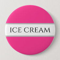 Fun Strawberry ICE CREAM Pink White Stripes Button