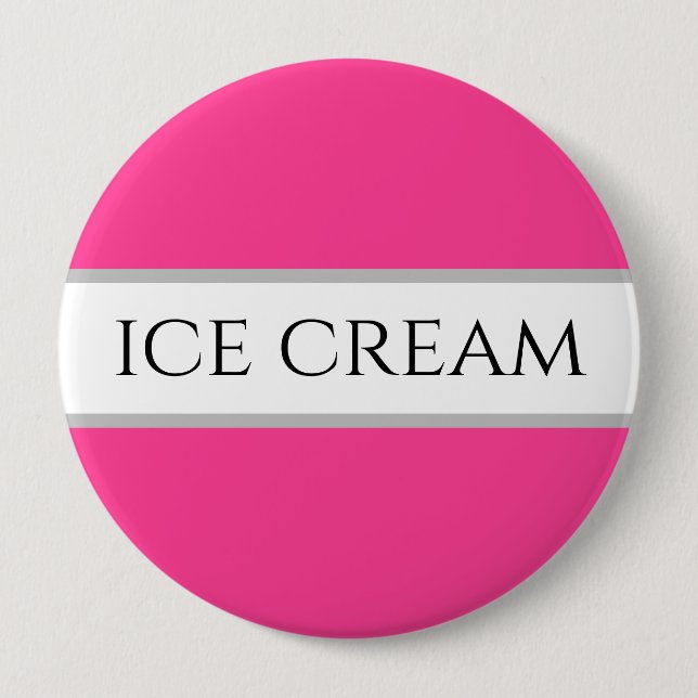 Fun Strawberry ICE CREAM Pink White Stripes Button (Vorderseite)