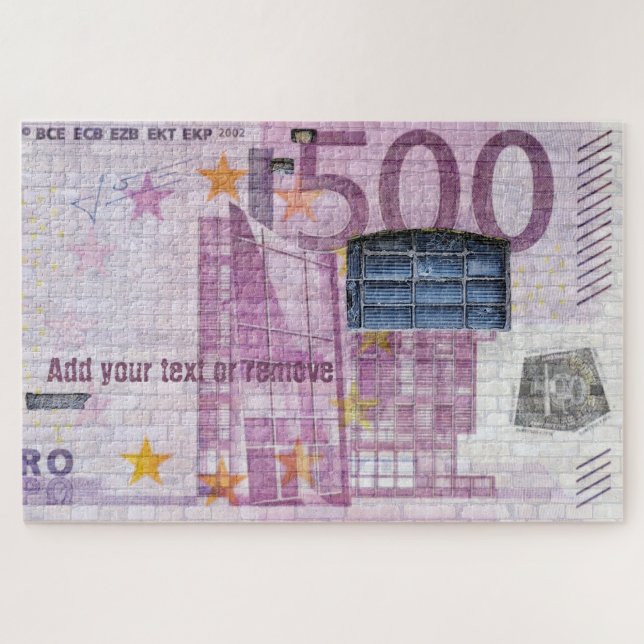 Fun street art graffiti of a 500 euro bank note, puzzle (Horizontal)