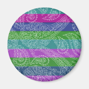Fun Striped Paisley Print Summer Girly Muster Magnet