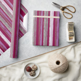 Fun Stripes Burgundy Pink Green Geschenkpapier