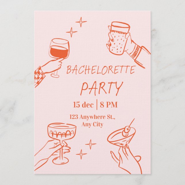 Fun & Stylish Bachelorette Weekend Invitation Einladung (Vorderseite)