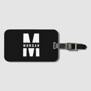 Fun Stylish Chic Monogram Name Initial Schwarz-wei Gepäckanhänger
