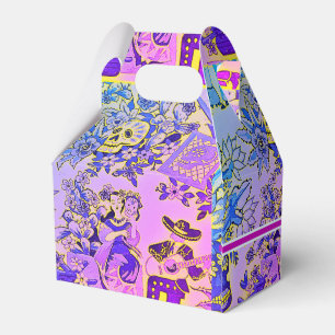 Fun Sugar Skulls Hispanic Fiesta Indigo Violet Geschenkschachtel