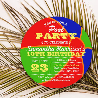 Fun Summer Beach Ball Pool Party jedes Alter Gebur Einladung