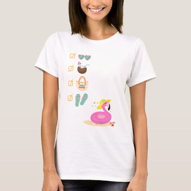 Fun Summer Beach Checklist T - Shirt (Vorderseite)