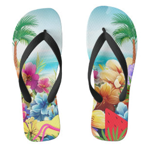 Fun Summer Beach Szene Flip Flops