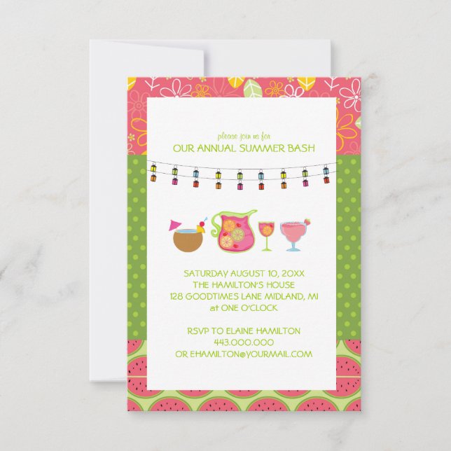 Fun Summer Cocktail Party Einladungen (Vorderseite)