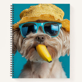 Fun Summer Dog with Banana Notebook Notizbuch