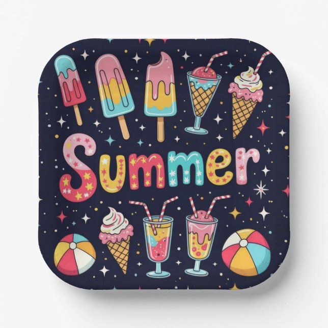 Fun Summer Graphics On Black Pappteller (Vorderseite)