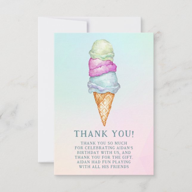Fun Summer Ice Cream Foto Geburtstagsparty Dankeskarte (Vorderseite)
