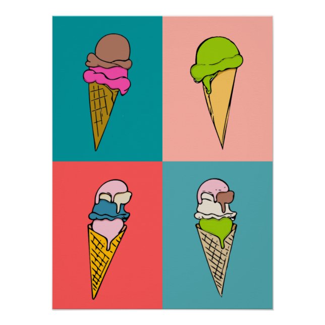 Fun Summer Ice Creme Kunst drucken Poster (Vorderseite)