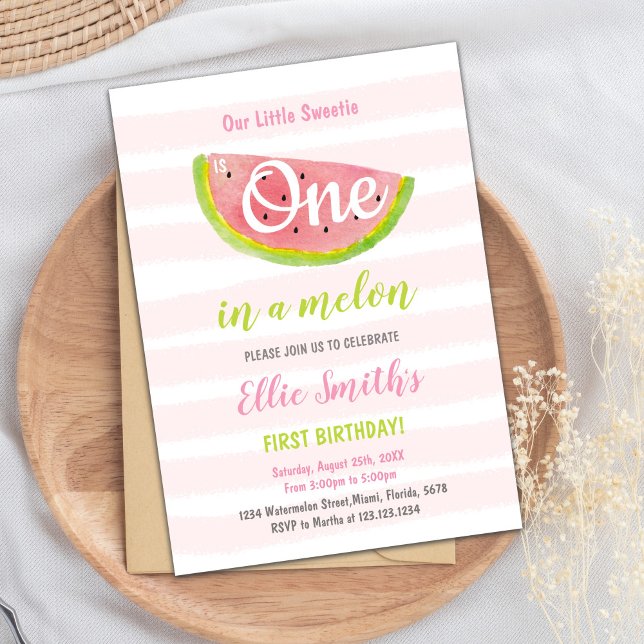 Fun Summer Party laden Einladung (Pink Watermelon Birthday Invitations)