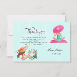 Fun Summer Pool Party Wasserfarbe Süß 16 Dankeskarte