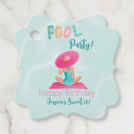 Fun Summer Pool Party Wasserfarbe Süß 16 Geschenkanhänger