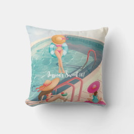 Fun Summer Pool Party Wasserfarbe Süß 16 Kissen