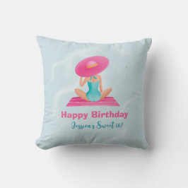 Fun Summer Pool Party Wasserfarbe Süß 16 Kissen