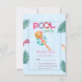 Fun Summer Pool Party Wasserfarbe Süß 16 RSVP Karte