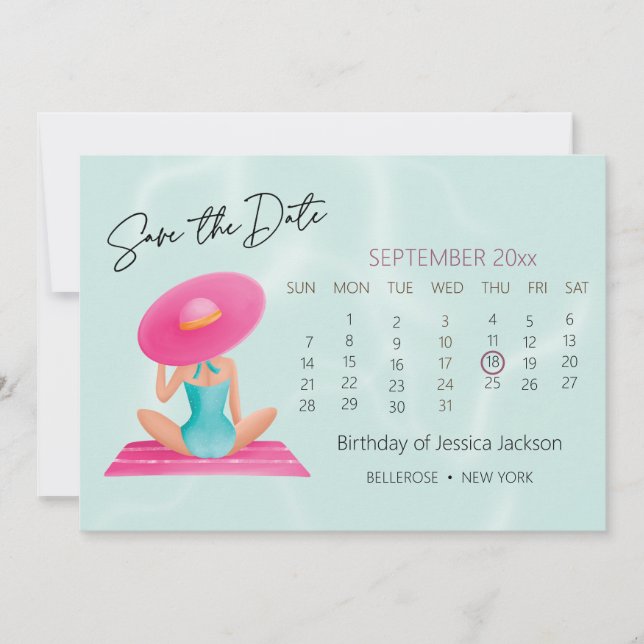 Fun Summer Pool Party Wasserfarbe Süß 16 Save The Date (Vorderseite)