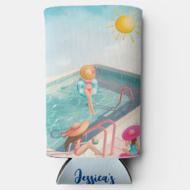 Fun Summer Pool Party Wasserfarbe Süß 16 Selters Dosenkühler