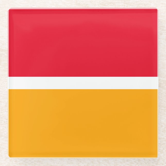 Fun Summer Red Retro Fett gelbe Farbblöcke Glasuntersetzer (Vorderseite)